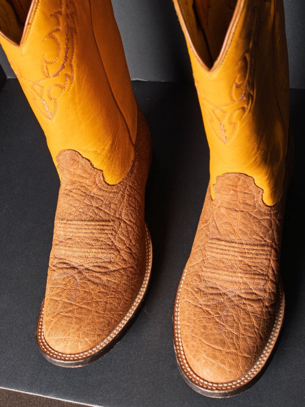 Vintage Nocona Genuine Elephant Hide Cowboy Boots - Style 8973 USFW Stamp Size 8